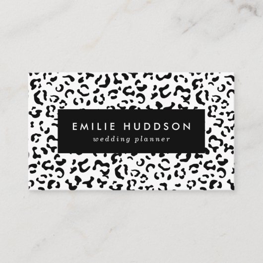 Carte De Visite Empreinte de léopard, Zones Léopard, Noir Et Blanc (Devant)