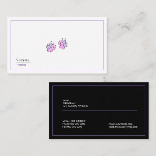 Carte De Visite Empreinte de patte (Devant / Derrière)