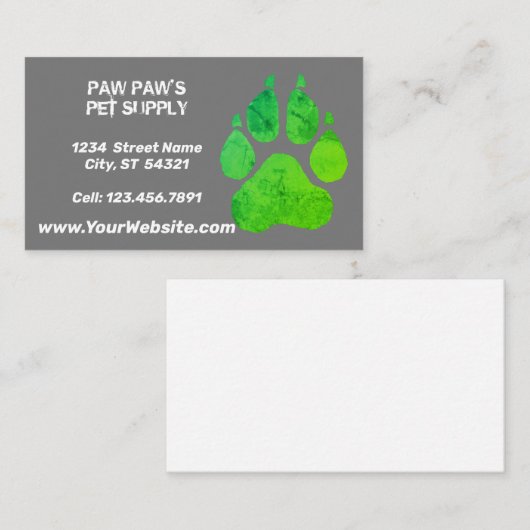 Carte De Visite Empreinte de patte (Devant / Derrière)