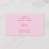 Carte De Visite Empreinte de patte animal. Modèle rose-clair et (Dos)