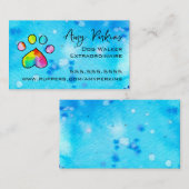 Carte De Visite Empreinte de patte aquarelle (Devant / Derrière)