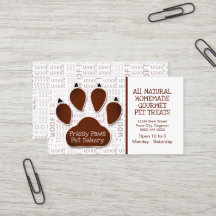 Empreinte de patte avec message et nom en marron