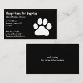 Carte De Visite Empreinte de patte blanc sur noir - (texte et coul (Devant / Derrière)