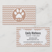 Carte De Visite Empreinte de patte; Brown Chevron (Devant / Derrière)