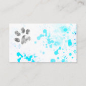 Carte De Visite empreinte de patte chien turquoise aquarelle desig (Dos)