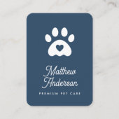 Carte De Visite Empreinte de patte Coeur Bleu mou Marcheur de Chie (Devant)