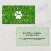 Carte De Visite Empreinte de patte de chien | Arrière - plan vert (Devant / Derrière)