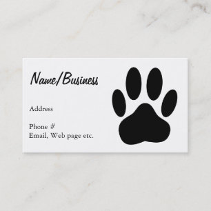 Carte De Visite Empreinte de patte de chien noir personnalisé