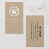 Carte De Visite empreinte de patte de chien rustique (Devant / Derrière)