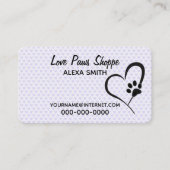 Carte De Visite Empreinte de patte et coeur (Devant)