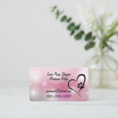 Carte De Visite Empreinte de patte et coeur sur Pink Bokeh (Debout devant)