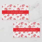 Carte De Visite Empreinte de patte et Motif de peigne avec Grey Ne (Devant / Derrière)