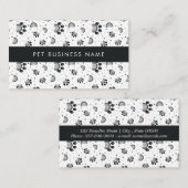 Carte De Visite Empreinte de patte et Motif de peigne en gris (Devant / Derrière)