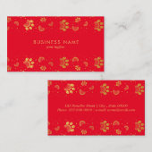 Carte De Visite Empreinte de patte et peigne en couleur or (Devant / Derrière)