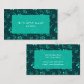 Carte De Visite Empreinte de patte et peigne en couleur verte (Devant / Derrière)