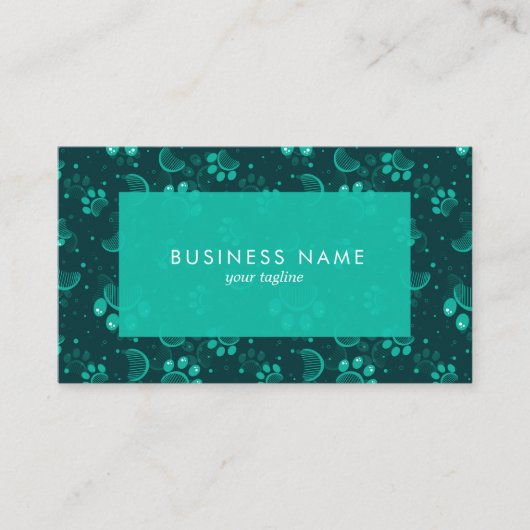 Carte De Visite Empreinte de patte et peigne en couleur verte (Devant)