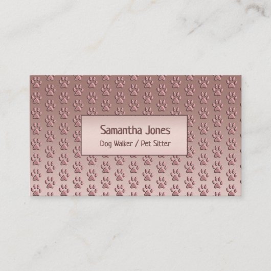 Carte De Visite Empreinte de patte mignon animal Sitter chien Walk (Devant)