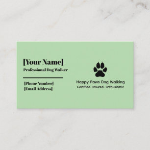 Carte De Visite Empreinte de patte minimaliste chien marcheur Cart