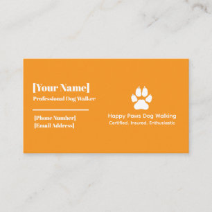 Carte De Visite Empreinte de patte minimaliste chien marcheur Cart