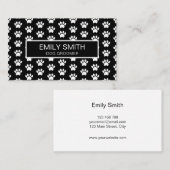 Carte De Visite Empreinte de patte moderne noir et blanc Groomer p (Devant / Derrière)