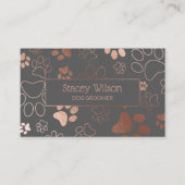 Carte De Visite Empreinte de patte rose Gold Et Mid Grey Dog Walke (Devant)