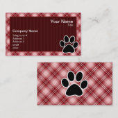 Carte De Visite Empreinte de patte rouge de plaid (Devant / Derrière)