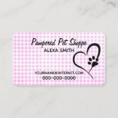 Carte De Visite Empreinte de patte Sur En vichy Grooming Animaux (Devant)