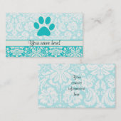 Carte De Visite Empreinte de patte turquoise (Devant / Derrière)