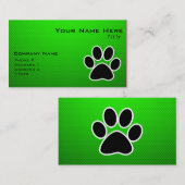 Carte De Visite Empreinte de patte vert (Devant / Derrière)