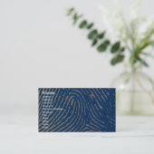 Carte De Visite Empreinte digitale bleue magnifiée (Debout devant)