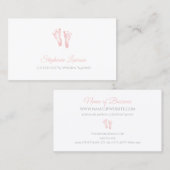 Carte De Visite Empreintes Bébé Rose Cute Empreintes Certifié Noun (Devant / Derrière)