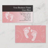 Carte De Visite Empreintes de bébé rose/blanc (Devant / Derrière)