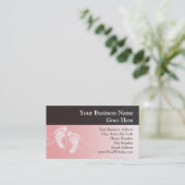 Carte De Visite Empreintes de bébé rose/blanc (Debout devant)