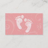 Carte De Visite Empreintes de bébé rose/blanc (Dos)