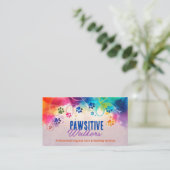 Carte De Visite Empreintes de pattes amusants de couleur d'aquarel (Debout devant)