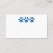 Carte De Visite empreintes de pattes de chien aquarelle bleu et bl (Dos)