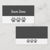 Carte De Visite empreintes de pattes de chien gris et blanc audaci (Devant / Derrière)