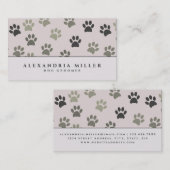 Carte De Visite Empreintes de pattes de chien rose pâle | Chien Gr (Devant / Derrière)