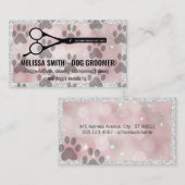 Carte De Visite Empreintes de pattes de chiens | Logo des ciseaux (Devant / Derrière)