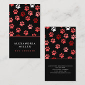 Carte De Visite Empreintes de pattes de chiens noirs blancs et ros (Devant / Derrière)