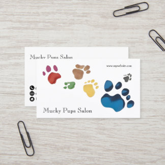 Carte De Visite Empreintes de pattes de chiens qui deviennent colo