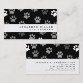 Carte De Visite Empreintes de pattes noirs blancs et gris (Devant / Derrière)