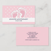 Carte De Visite Empreintes filles mignonnes roses (Devant / Derrière)