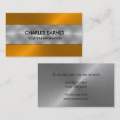 Carte de visite en acier inoxydable orange (Devant / Derrière)