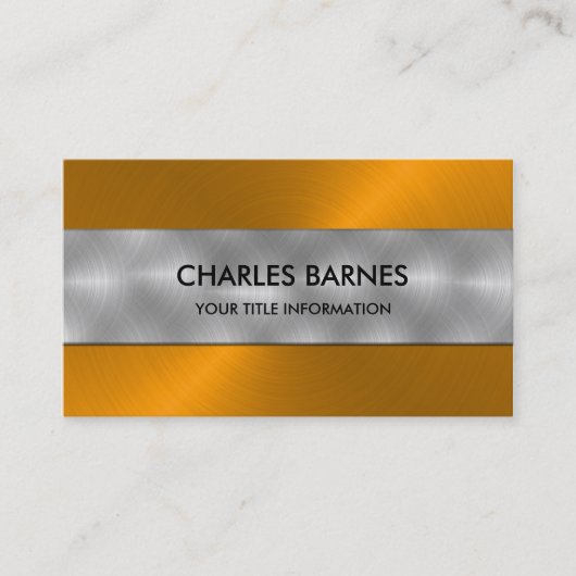 Carte de visite en acier inoxydable orange (Devant)