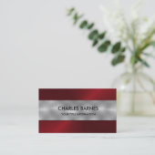 Carte de visite en acier inoxydable rouge (Debout devant)