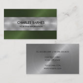 Carte de visite en acier inoxydable vert (Devant / Derrière)