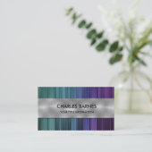 Carte de visite en acier turquoise violet (Debout devant)