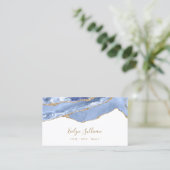 Carte de visite en agate bleu bleuet (Debout devant)