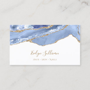 Carte de visite en agate bleu bleuet